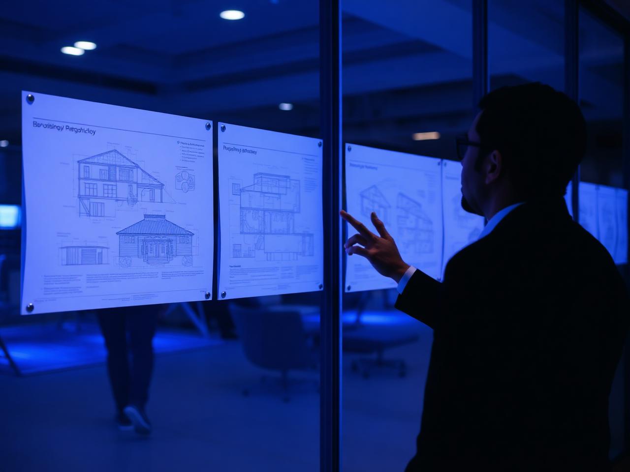 Consultant reviewing architecture diagrams